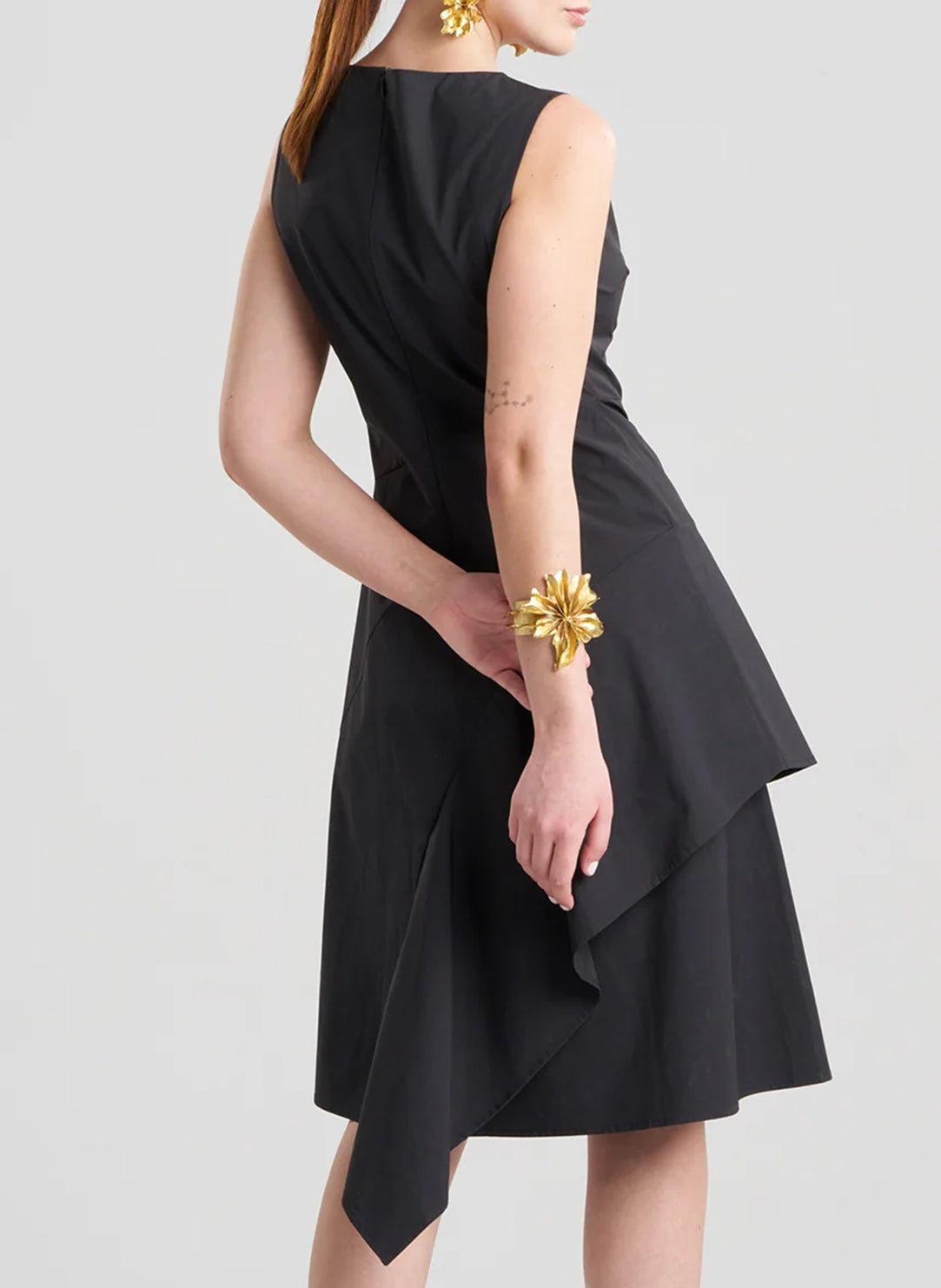  Tech Cotton Taffeta Black Asymmetric Origami Dress、mySite、justintrudeaud