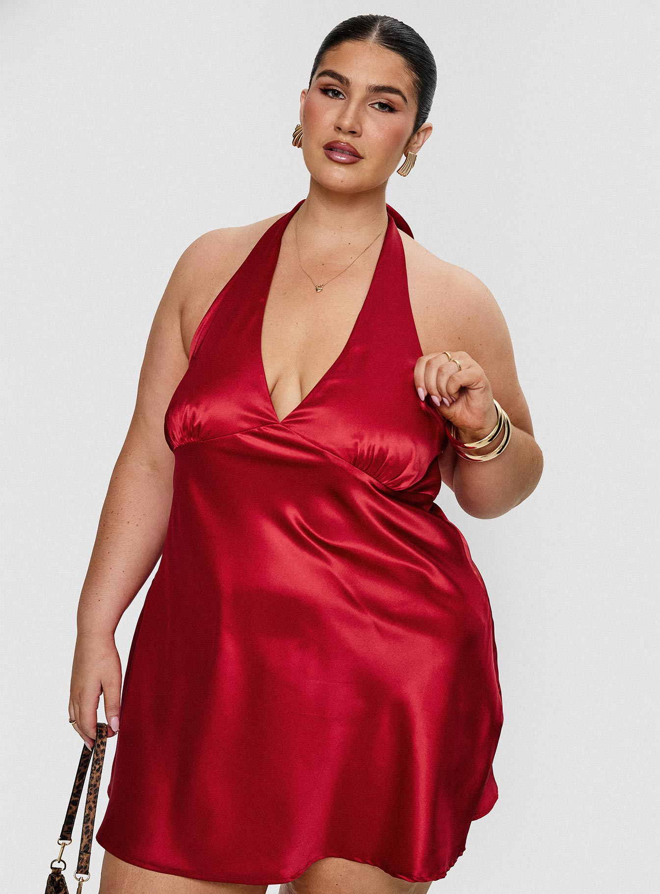 Pelagia Halter Scarf Tie Mini Dress Red Curve、mySite、solidvoid