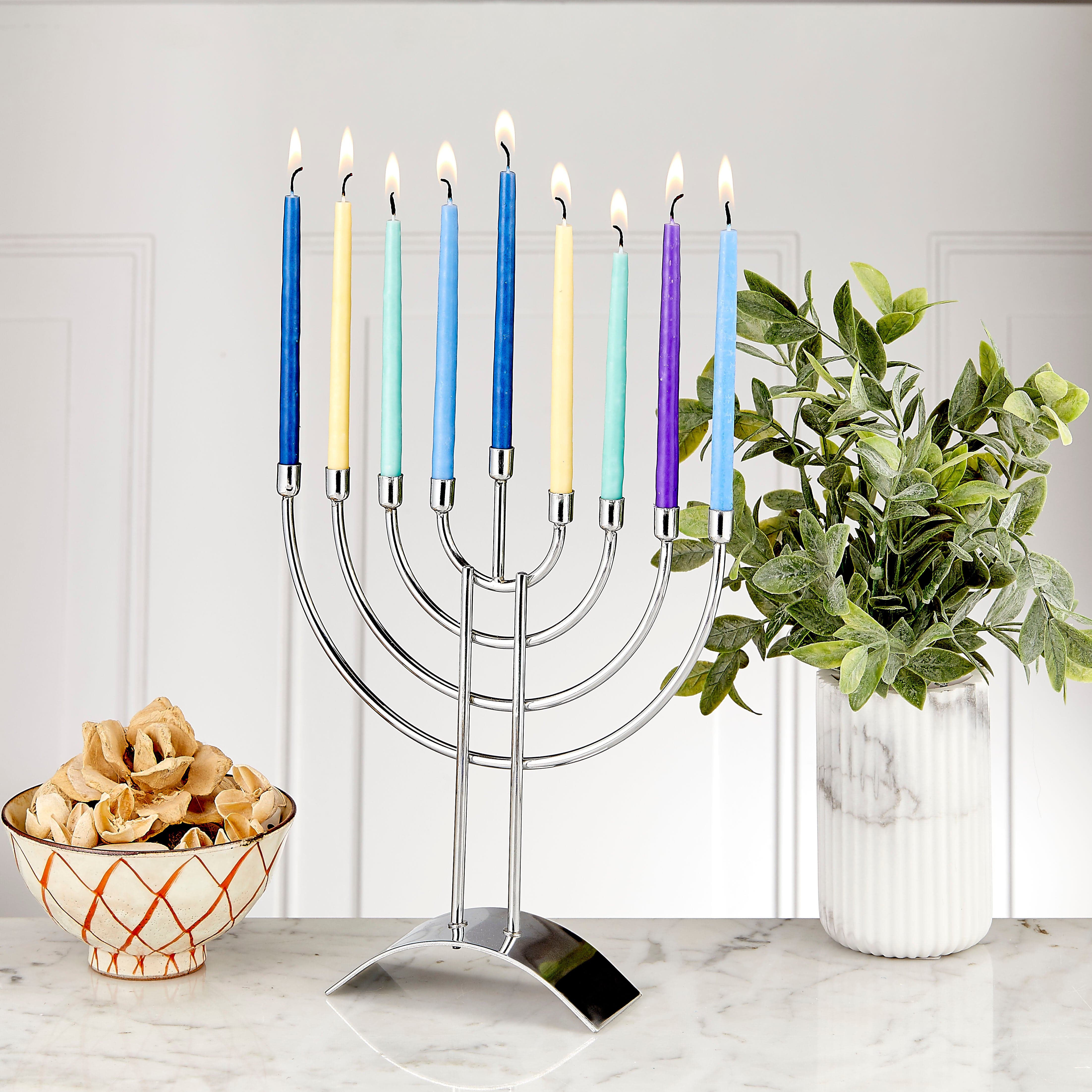 Traditional Steel Menorah with Silver Finish、mySite、topwebapps