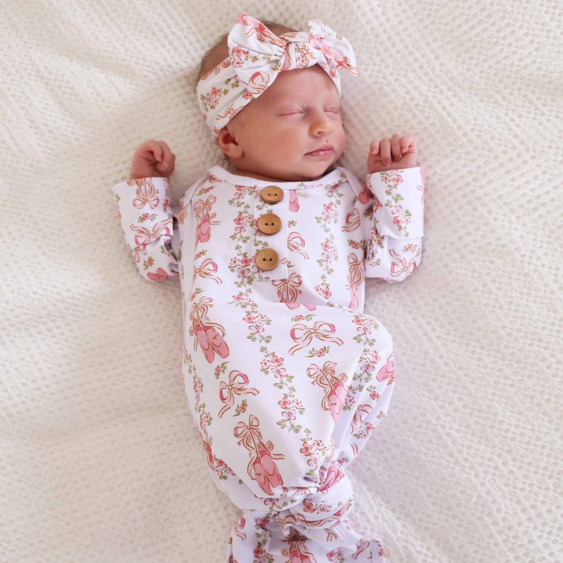  Ballet Blossoms Newborn Baby Knot Gown & Hat Set、mySite、layawaytickets