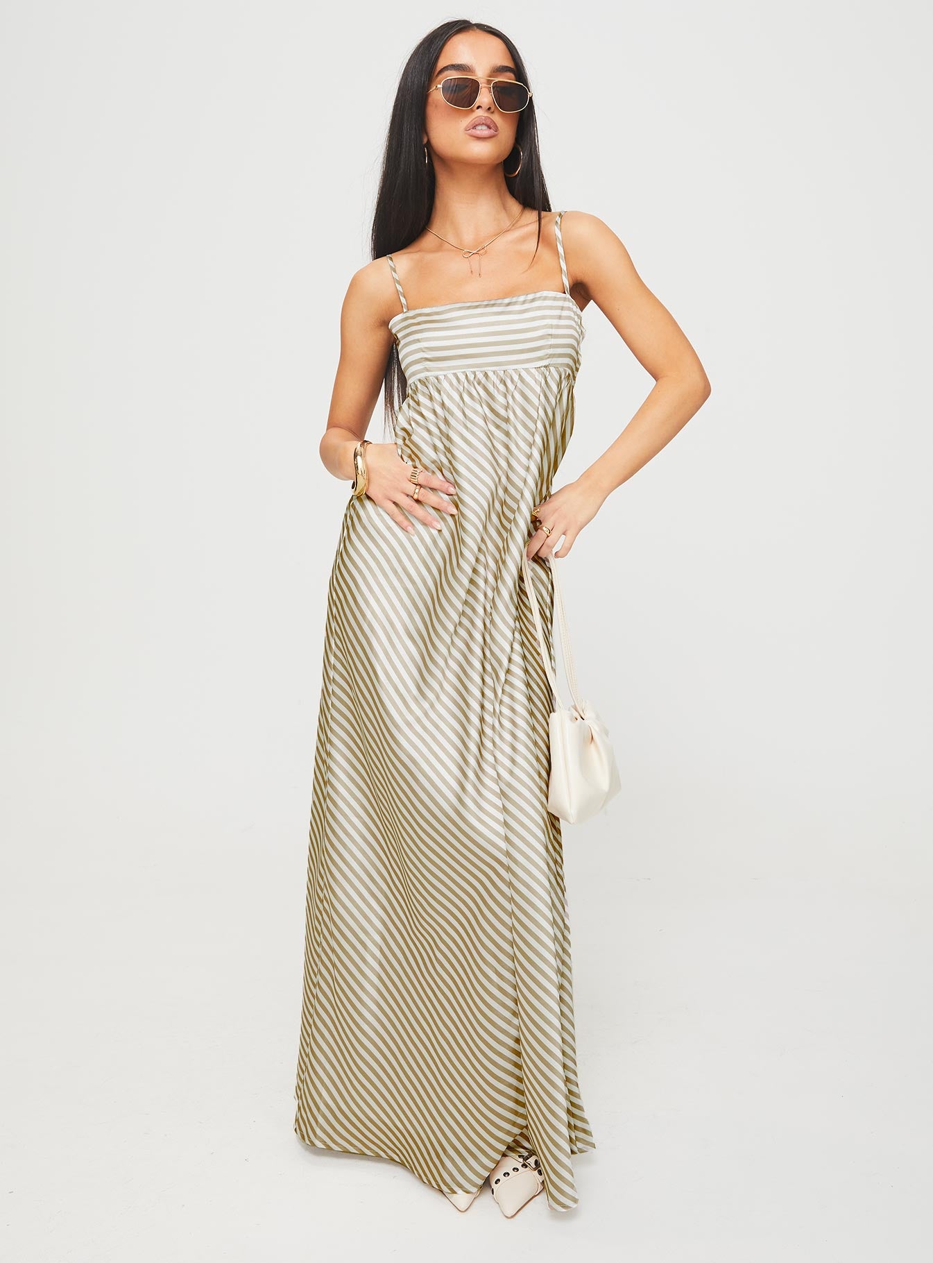Pansotti Maxi Dress Beige / White Stripe、mySite、solidvoid