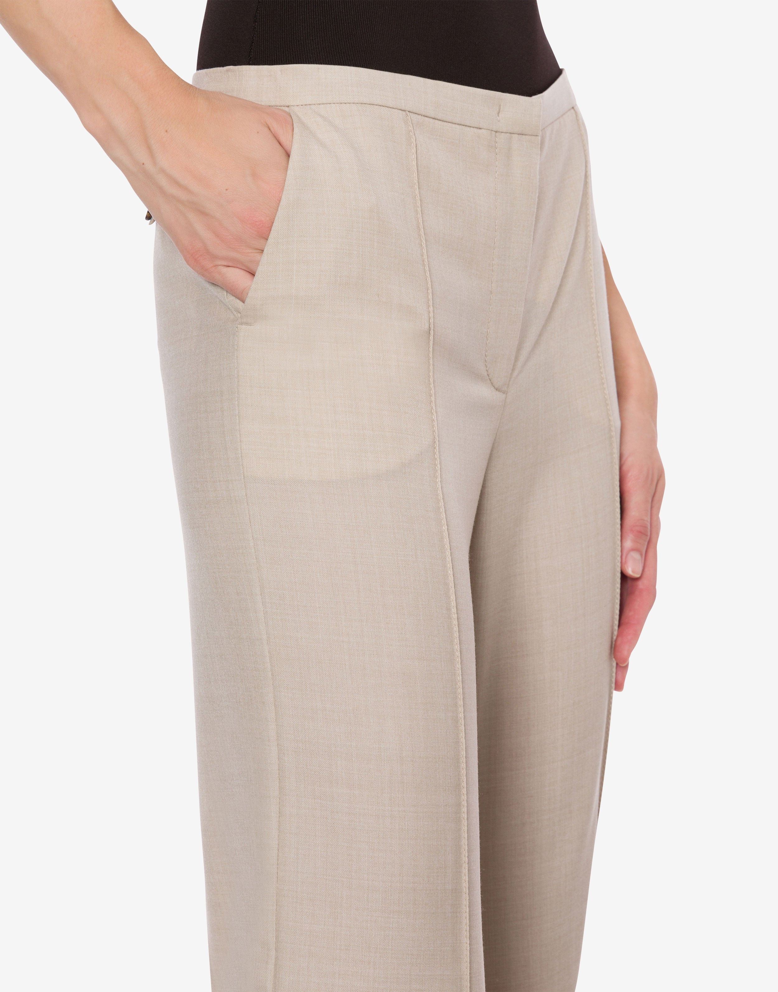 Pantalone a vita bassa in fresco di misto lana、mySite、aoinhome