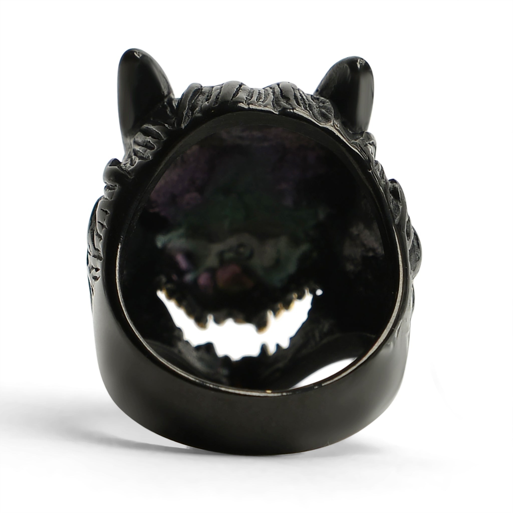 Stainless Steel Black Wolf With 18K Gold PVD Coated Teeth Ring / SCR3076、mySite、dreamappss