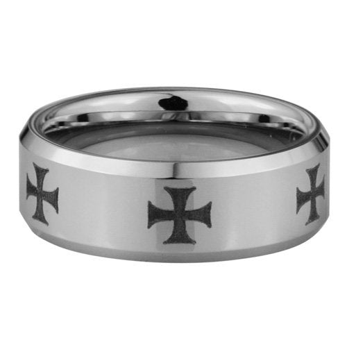  Patte style Crosses Tungsten ring - Highly polished style by Laser - 8mm wide、mySite、elrpsem3k