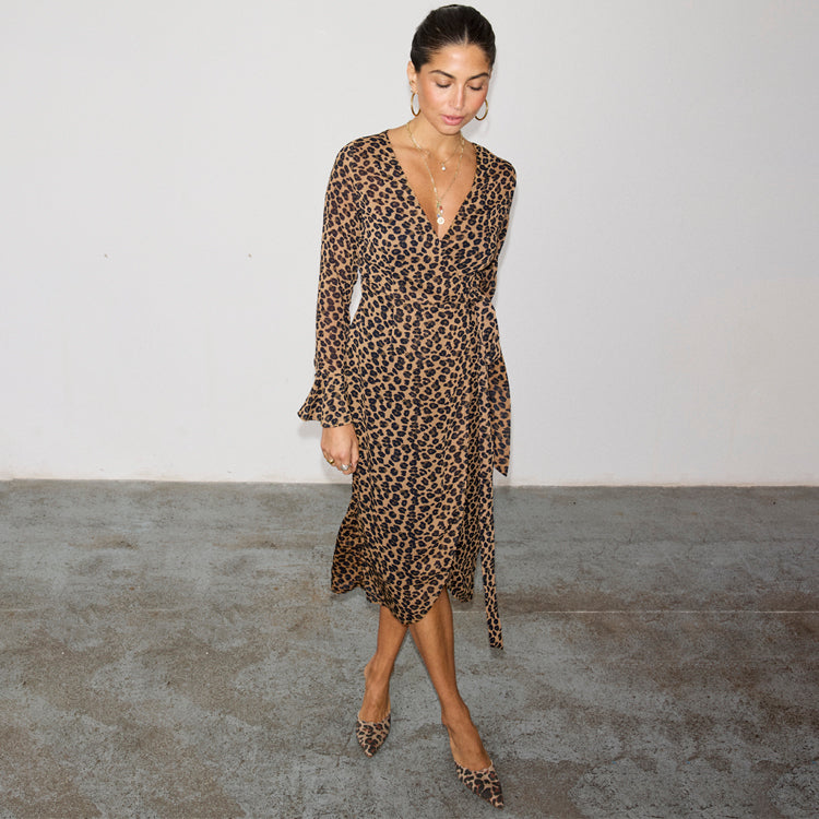 Leopard Lucia Sheer Wrap Dress、mySite、solidvoid