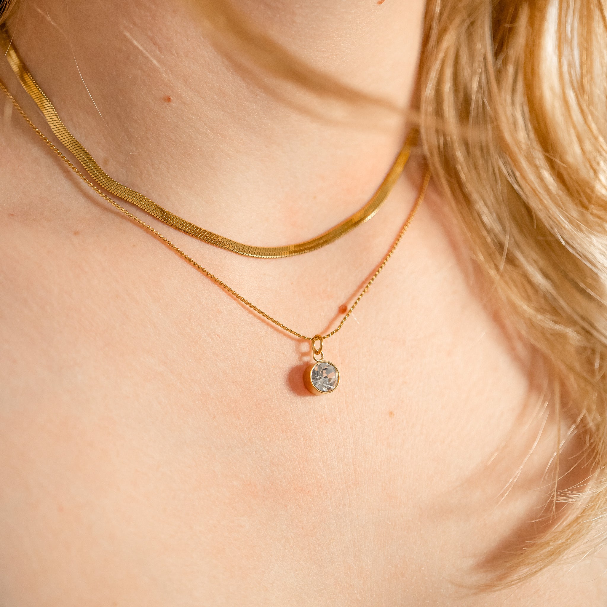 18K Gold PVD Stainless Steel Round Birthstone Charm 8mm / PDL0265、mySite、dreamappss