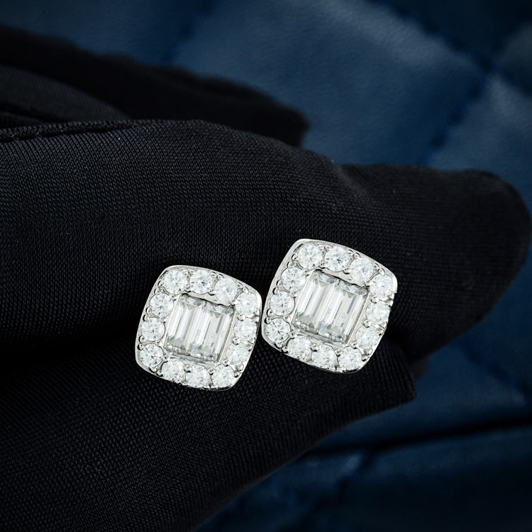 10MM Baguette Moissanite Stud Earrings 14K Gold、mySite、hinf8tx79