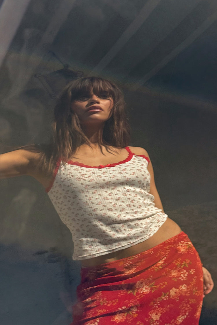 Floral Pointelle Red Lace Vest、mySite、solidvoid