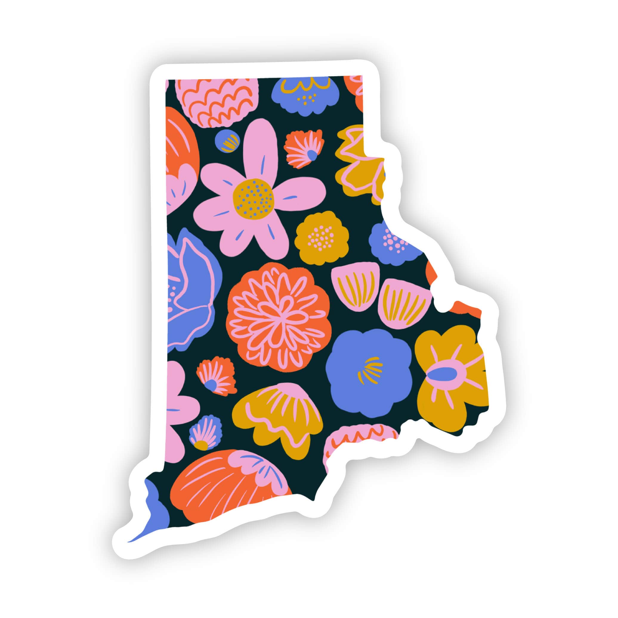 Rhode Island Sticker - Colorful Flower、mySite、ghnorth