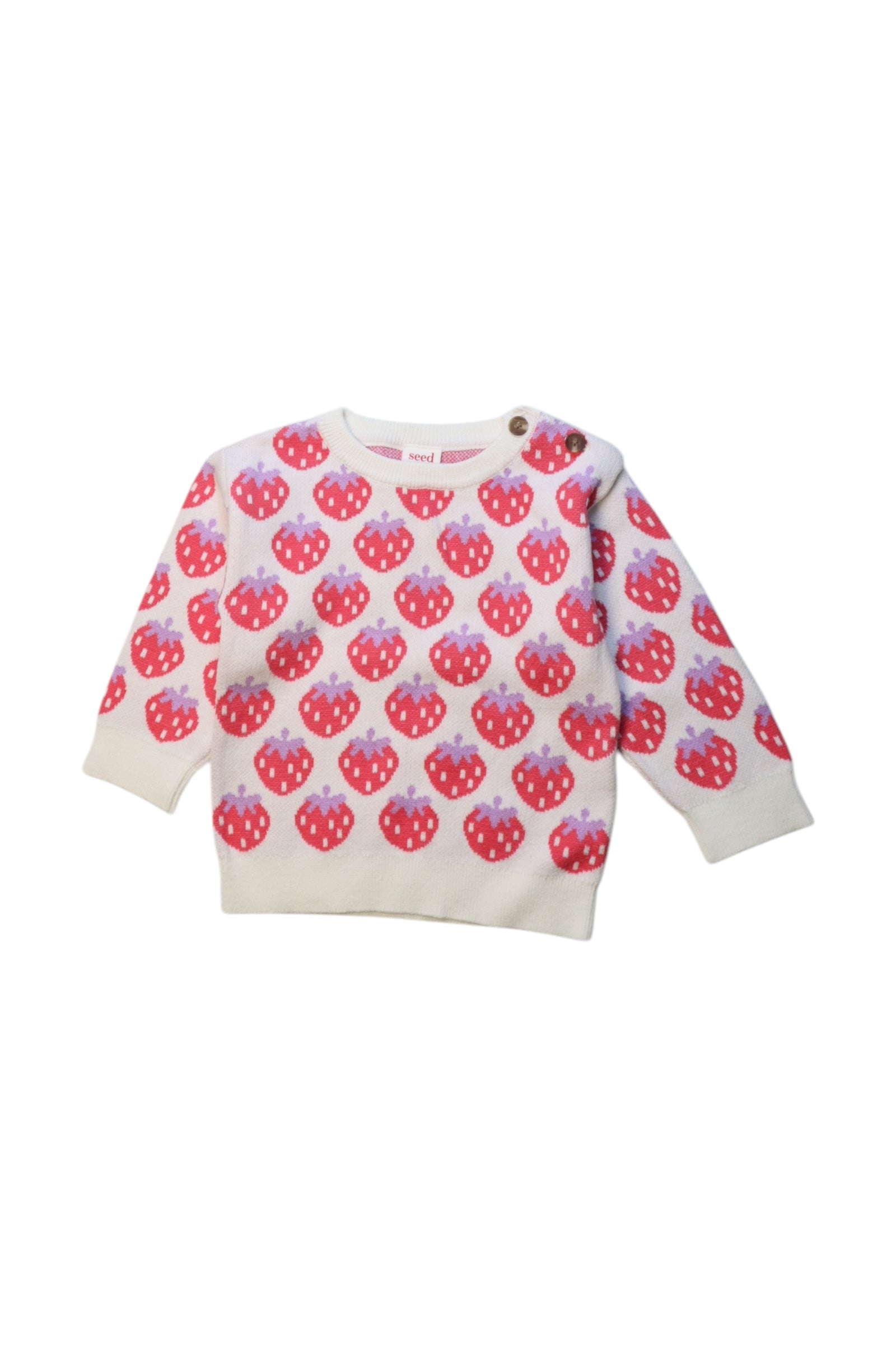 Seed Strawberry Buttoned Sweatshirt 6-12M、mySite、g9winljtr