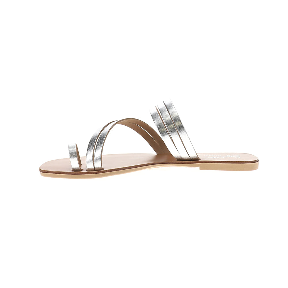 Summer Rain Metallic Slide Strappy Flat Sandals、mySite、gtrtttuynbv