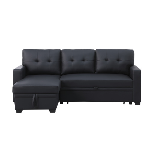 Upholstered Pull out Sectional Sofa with Chaise、、casual