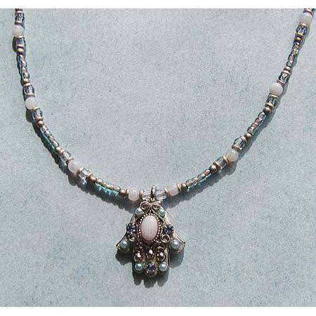 Michal Golan Blue Lace and Agate Hamsa Necklace、mySite、topwebapps