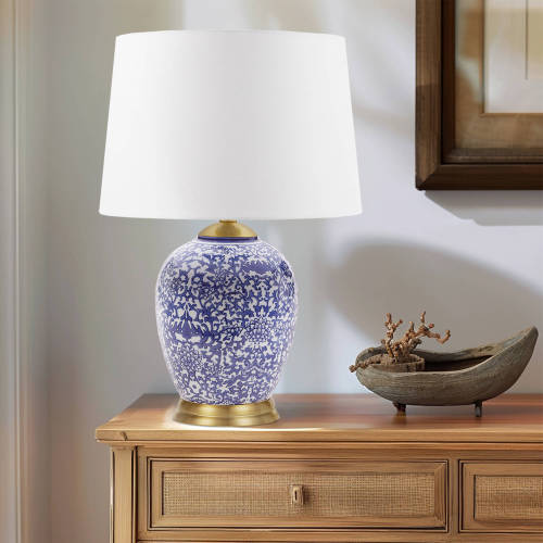 Blue Ceramic Ginger Jar Table Lamp、、eastwooduniform
