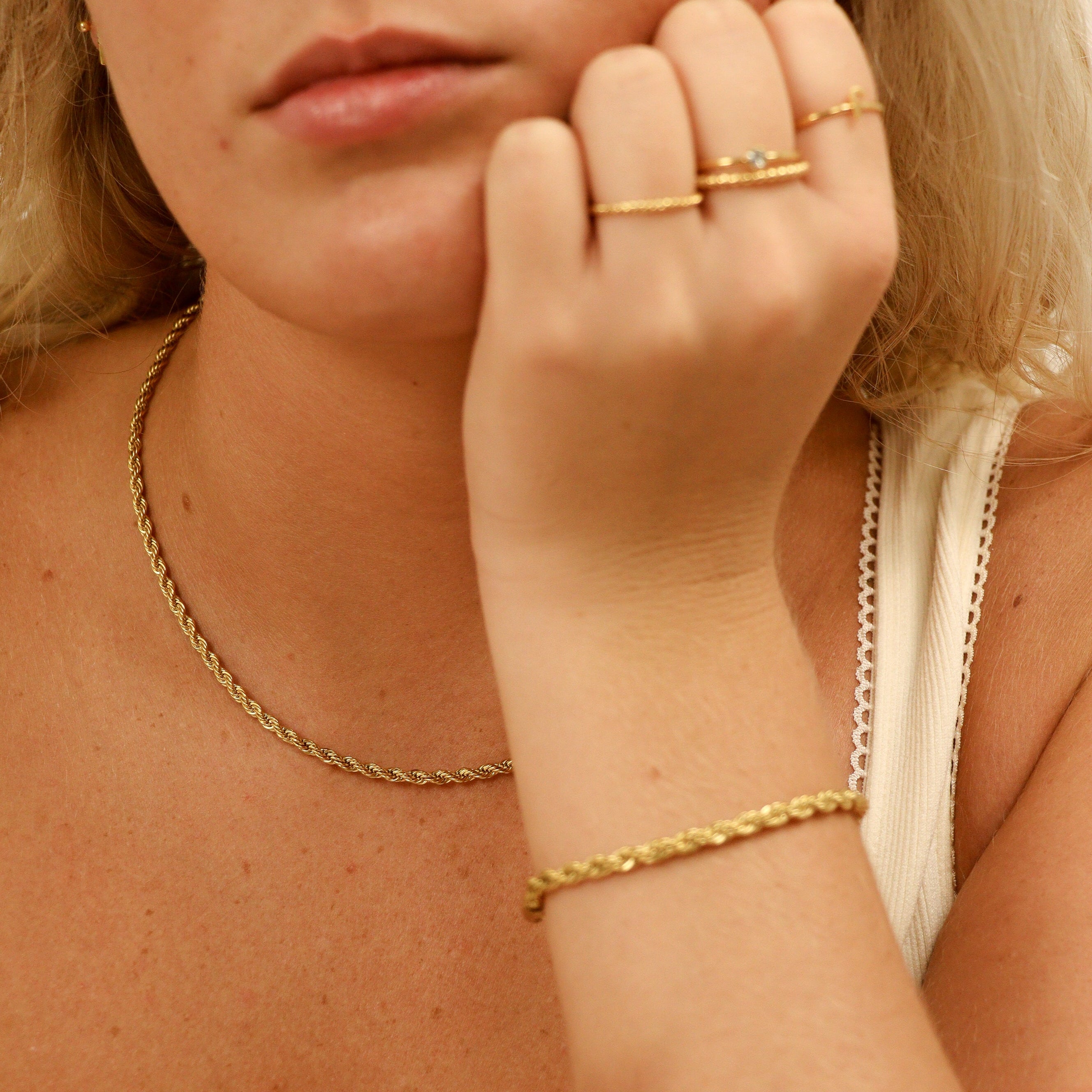 18K Gold PVD Stainless Steel Rope Chain Necklace / CHN9702、mySite、dreamappss