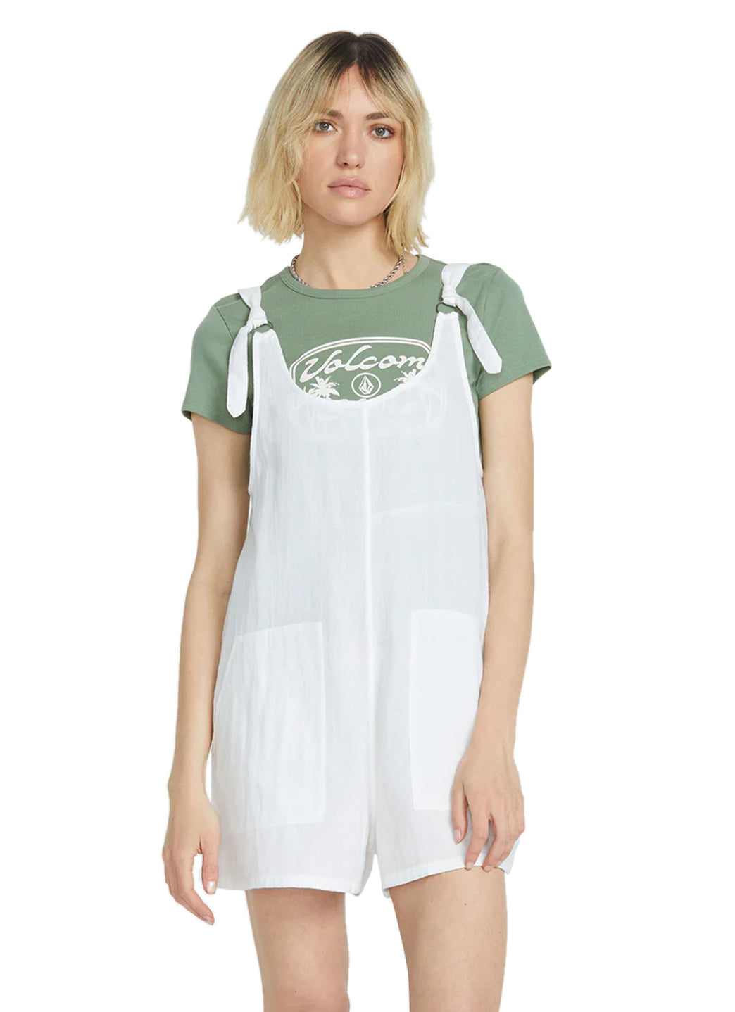 Volcom Women's Solid Lil Tie Strap Romper、mySite、noshort