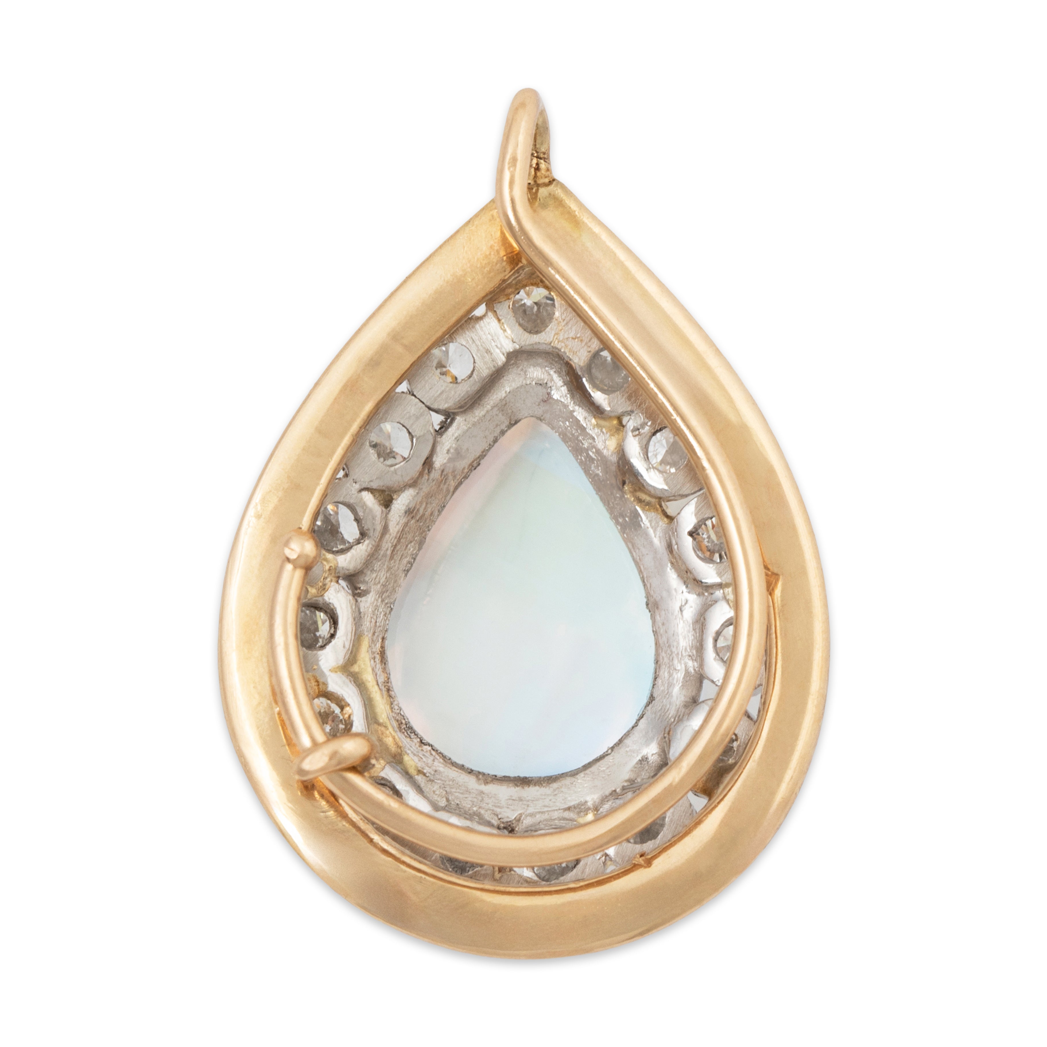 Vintage 14k Yellow Gold 2.6ct Rainbow Moonstone .525cttw Diamond Halo Pendant、mySite、hinf8tx79
