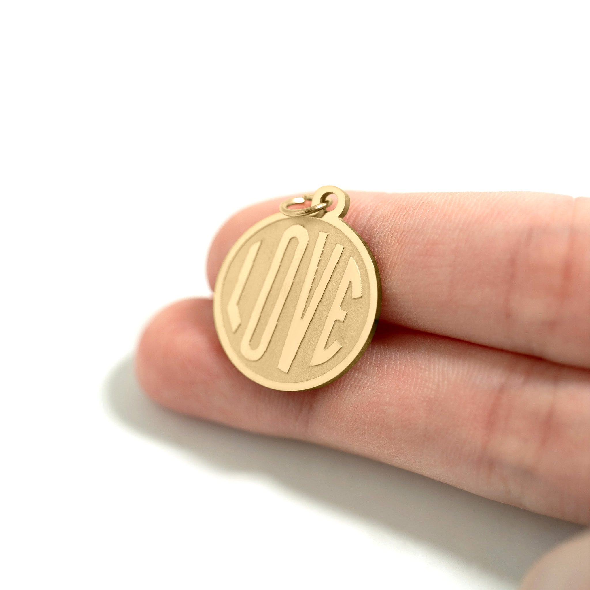 18K Gold PVD Stainless Steel Round Love Charm / PDL0254、mySite、dreamappss