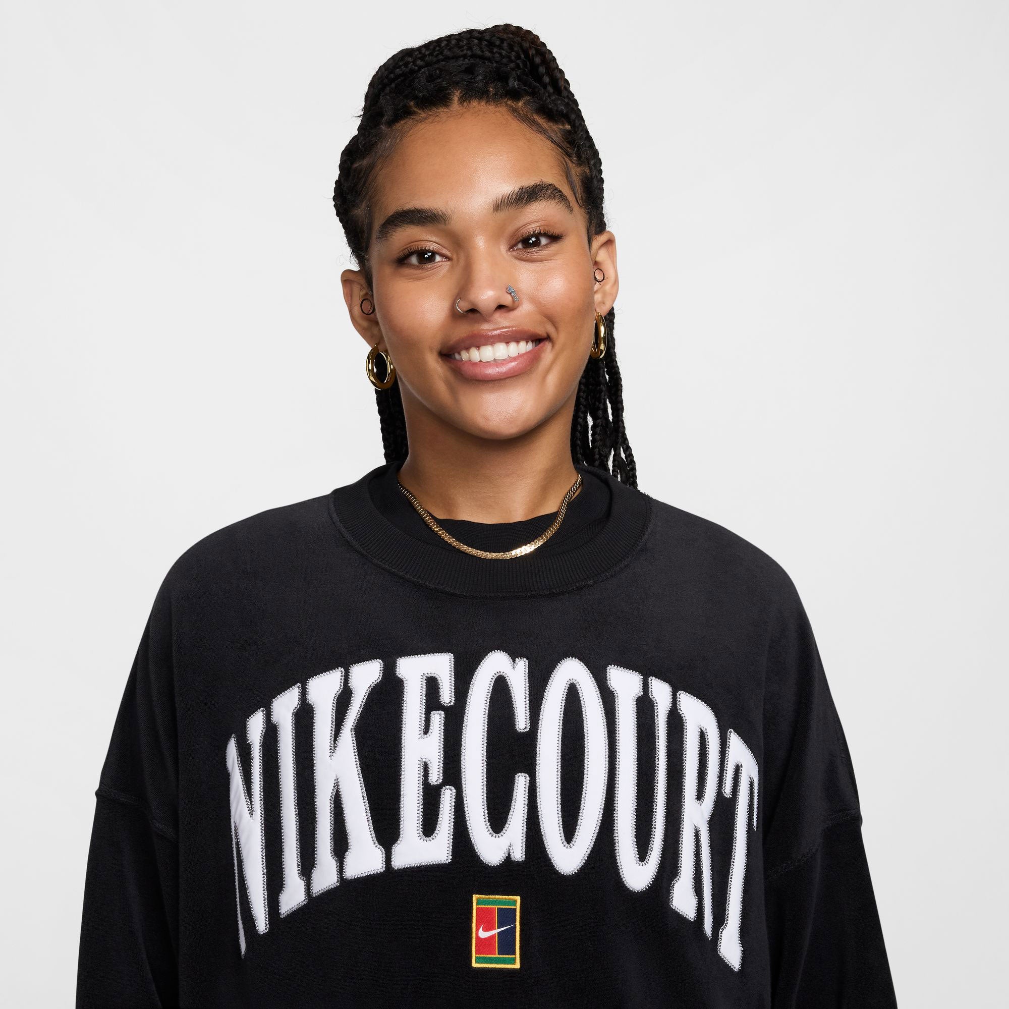 NikeCourt Heritage Women's Oversized Graphic Tennis Sweater、mySite、neckold