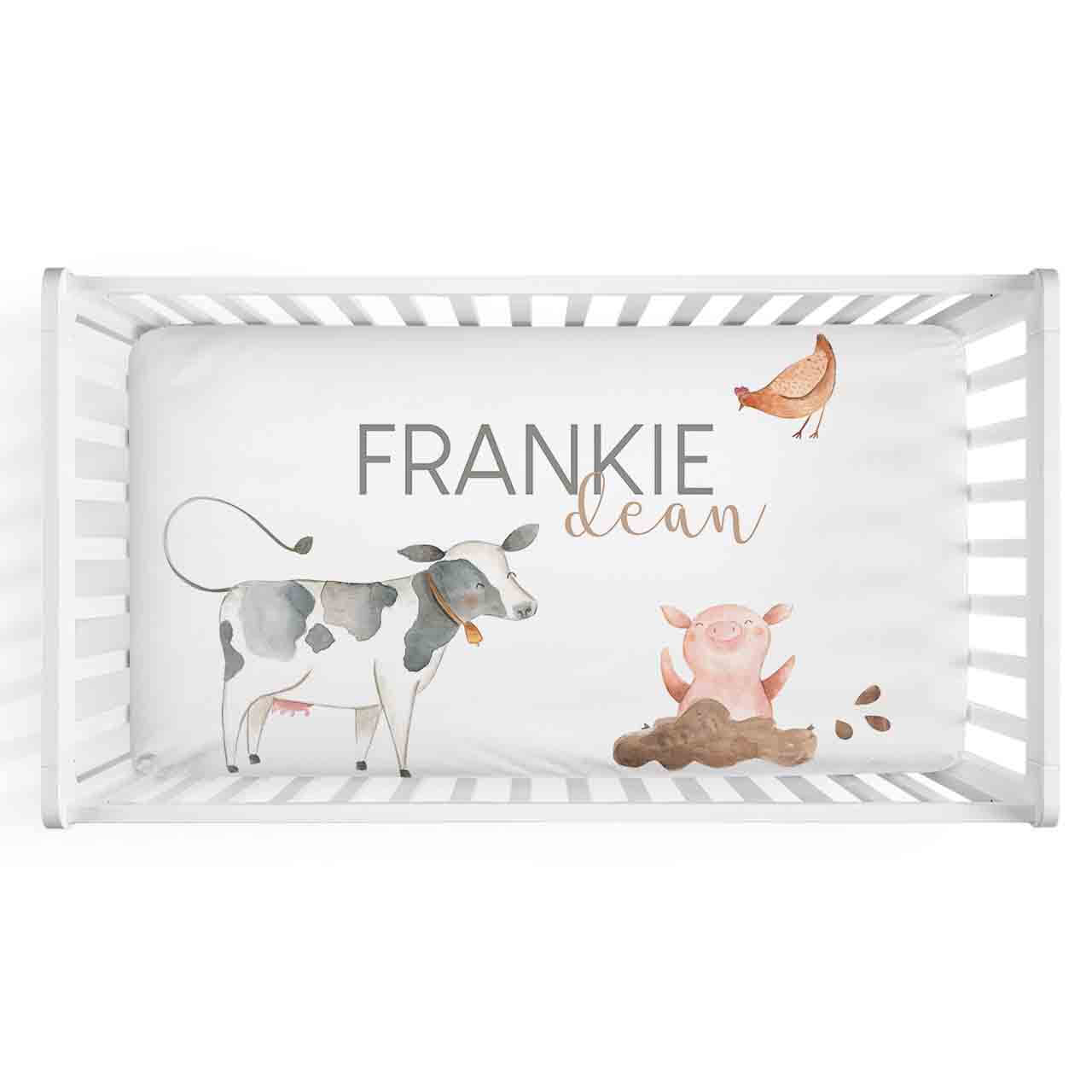  Frankie's Farm Party Personalized Crib Sheet、mySite、layawaytickets