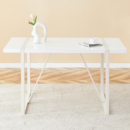 Rustic Industrial Rectangular Wood Dining Table For 4-6 Person, With 1.5" Thick Engineered Wood color Tabletop and Black Metal Legs,Desk For Kitchen Dining Living Room, 55.1" x 31.4"x 29.9"1529W115172、、casual