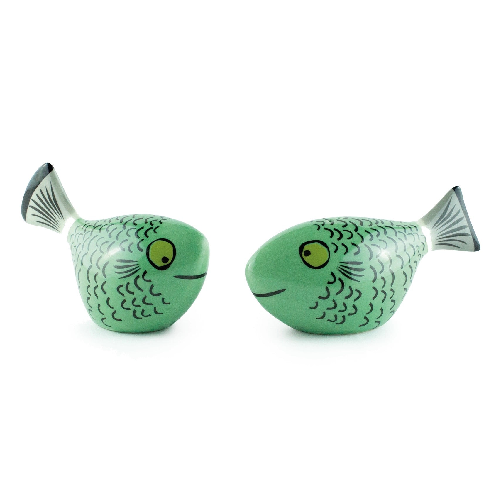 Jade Green Fish Salt and Pepper Shakers、mySite、g9winljtr