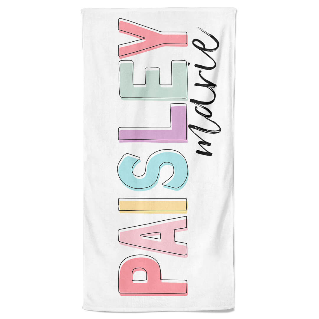  Unicorn Color Block Personalized Kids Beach Towel、mySite、layawaytickets