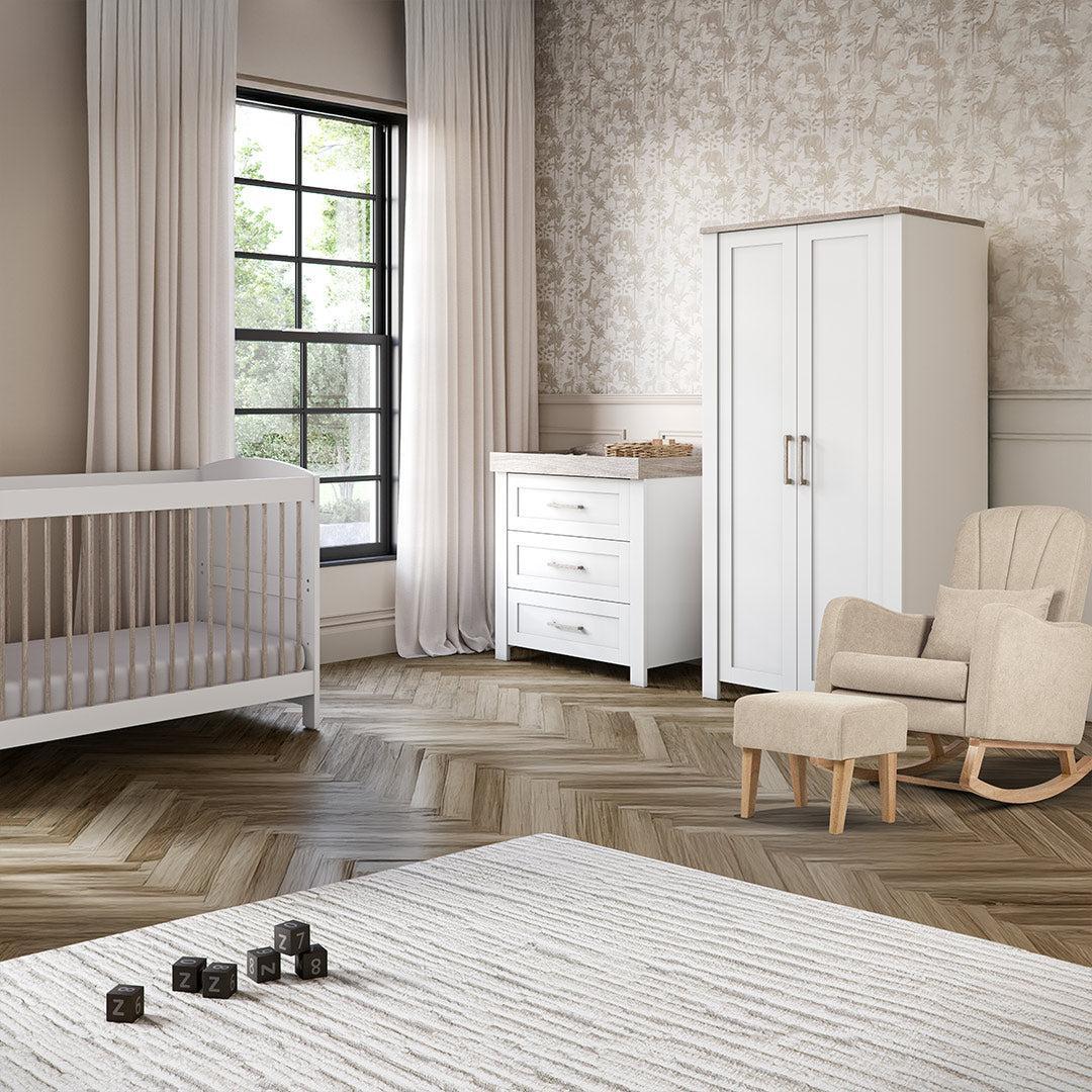  Silver Cross Valencia 3 Piece Nursery Set (Cot Bed, Dresser & Wardrobe) - Ash White、mySite、merchandisen