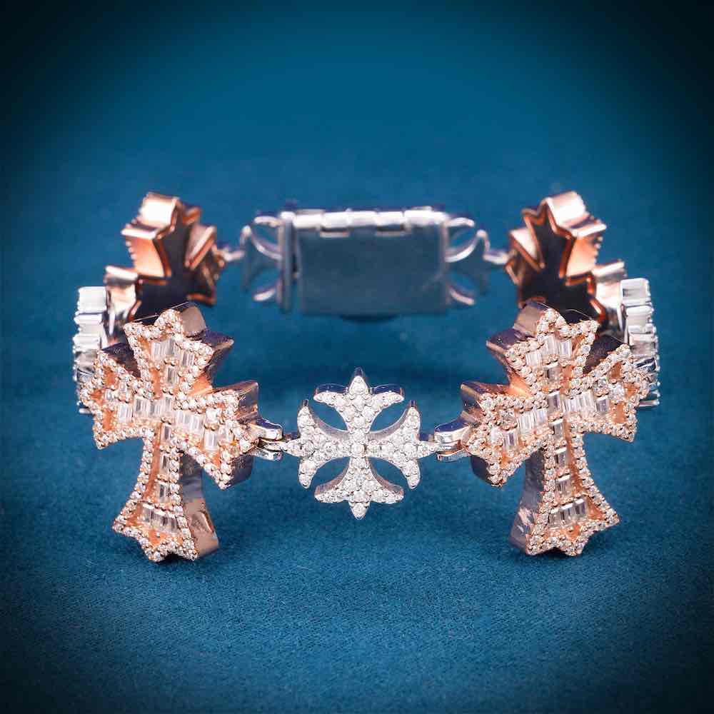 Custom Iced Out Cross Bracelet 14K Gold、mySite、hinf8tx79