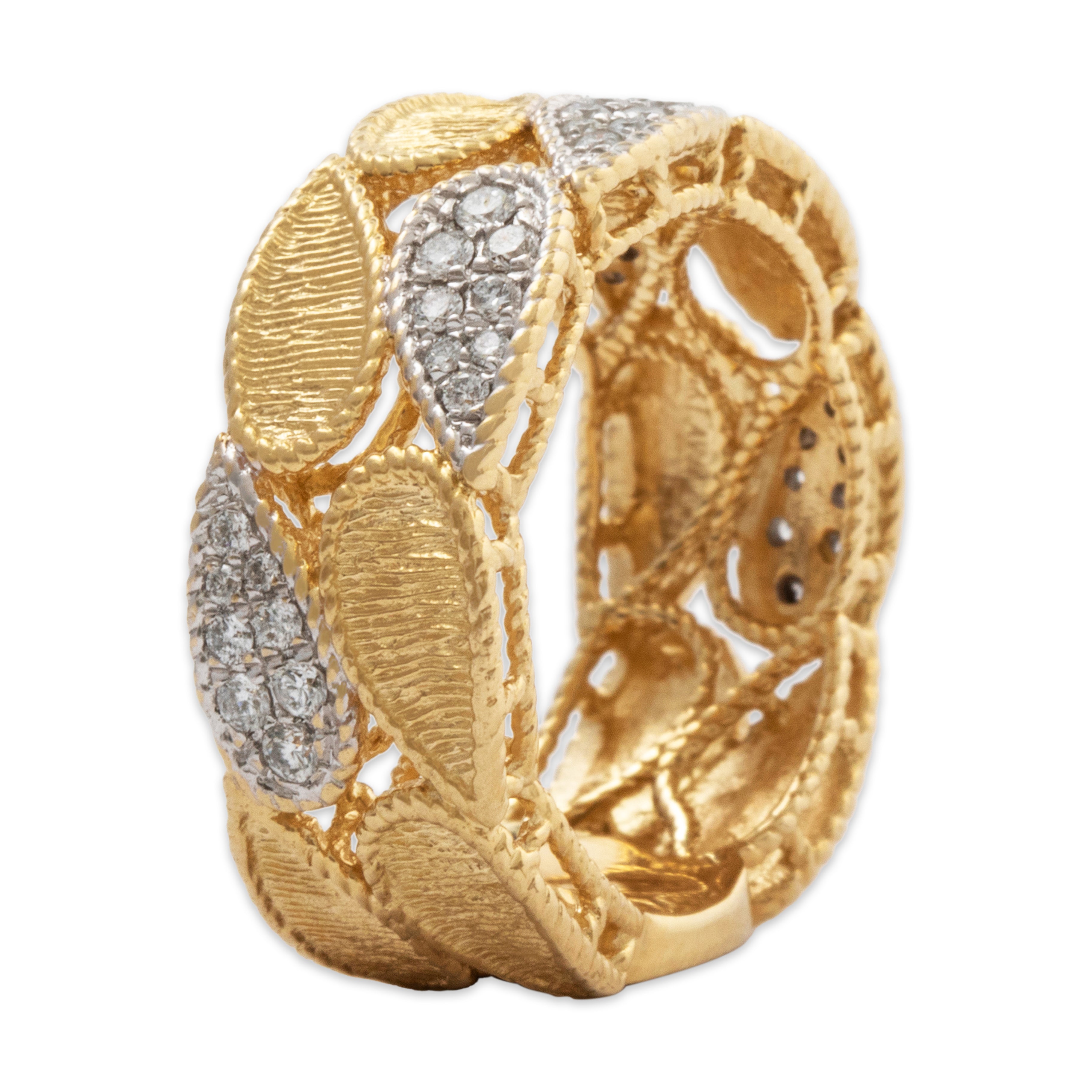 Vintage Heavy 14k Yellow Gold .43cttw Diamond Botanical Band Ring 7.00、mySite、hinf8tx79