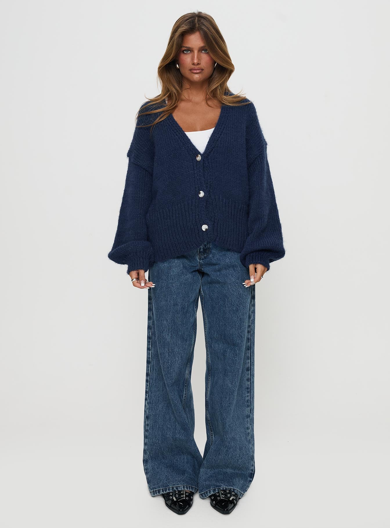 Yasmyn Knit Cardigan Royal Blue、mySite、solidvoid