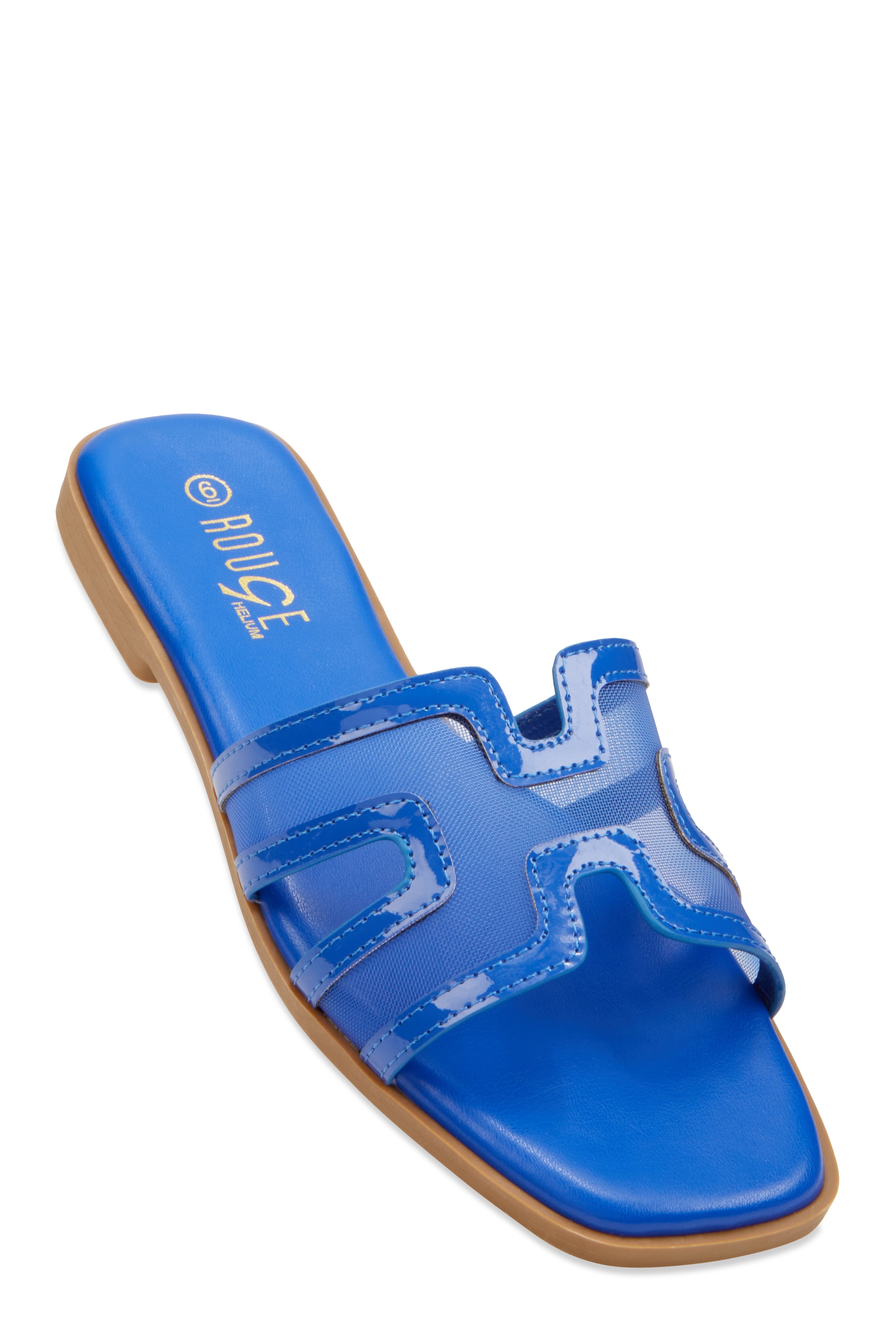 Mesh Insert Cut Out Band Slide Sandals、mySite、camillekostekn