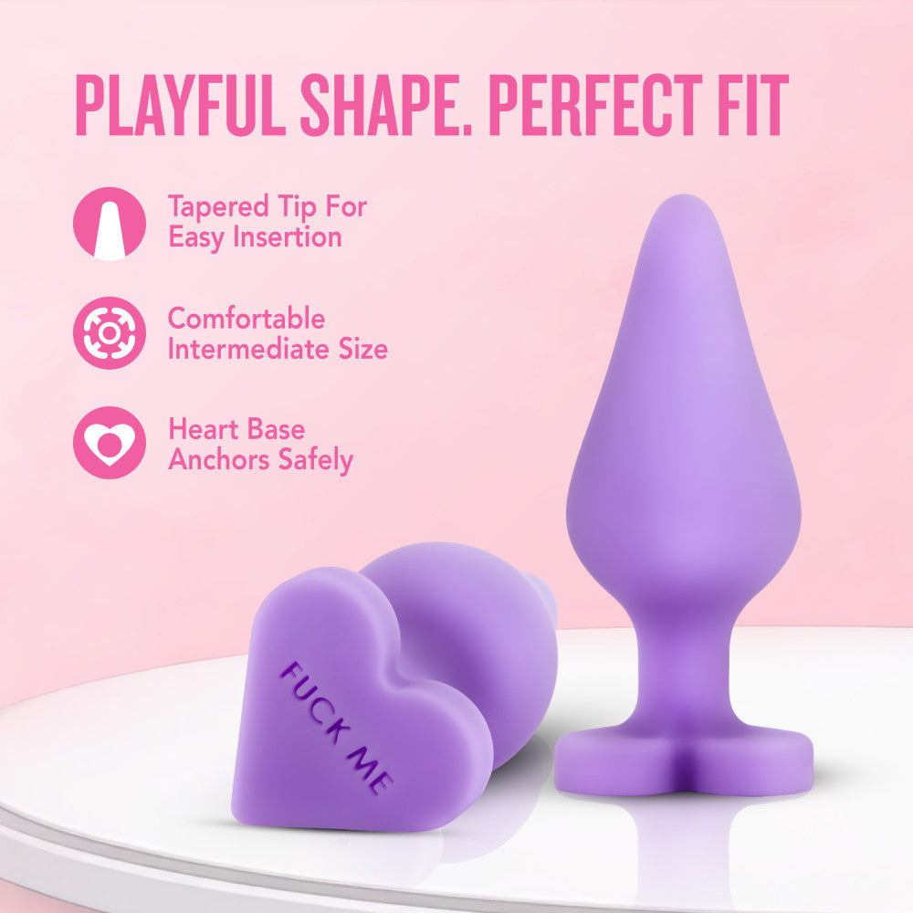 Play With Me By Blush® | Naughtier Candy Heart Fuck Me Purple 4.25-Inch Anal Plug、mySite、bottomscart
