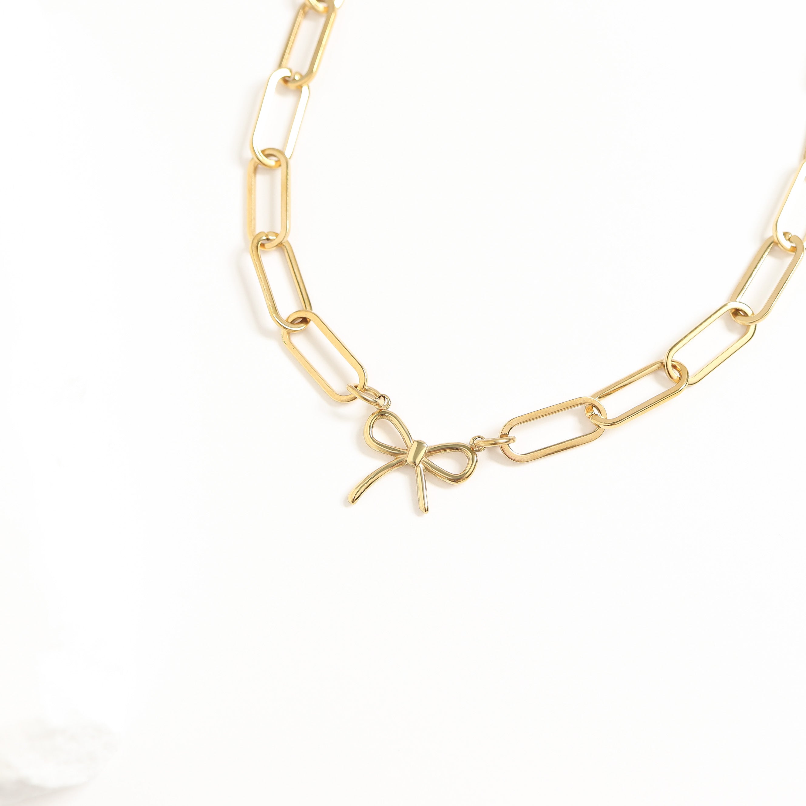 18K Gold PVD Paperclip Connector Chain Necklace / CHN0080、mySite、dreamappss