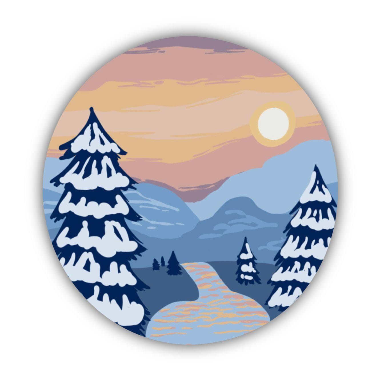  Snowy Sunset Winter Sticker、mySite、ghnorth