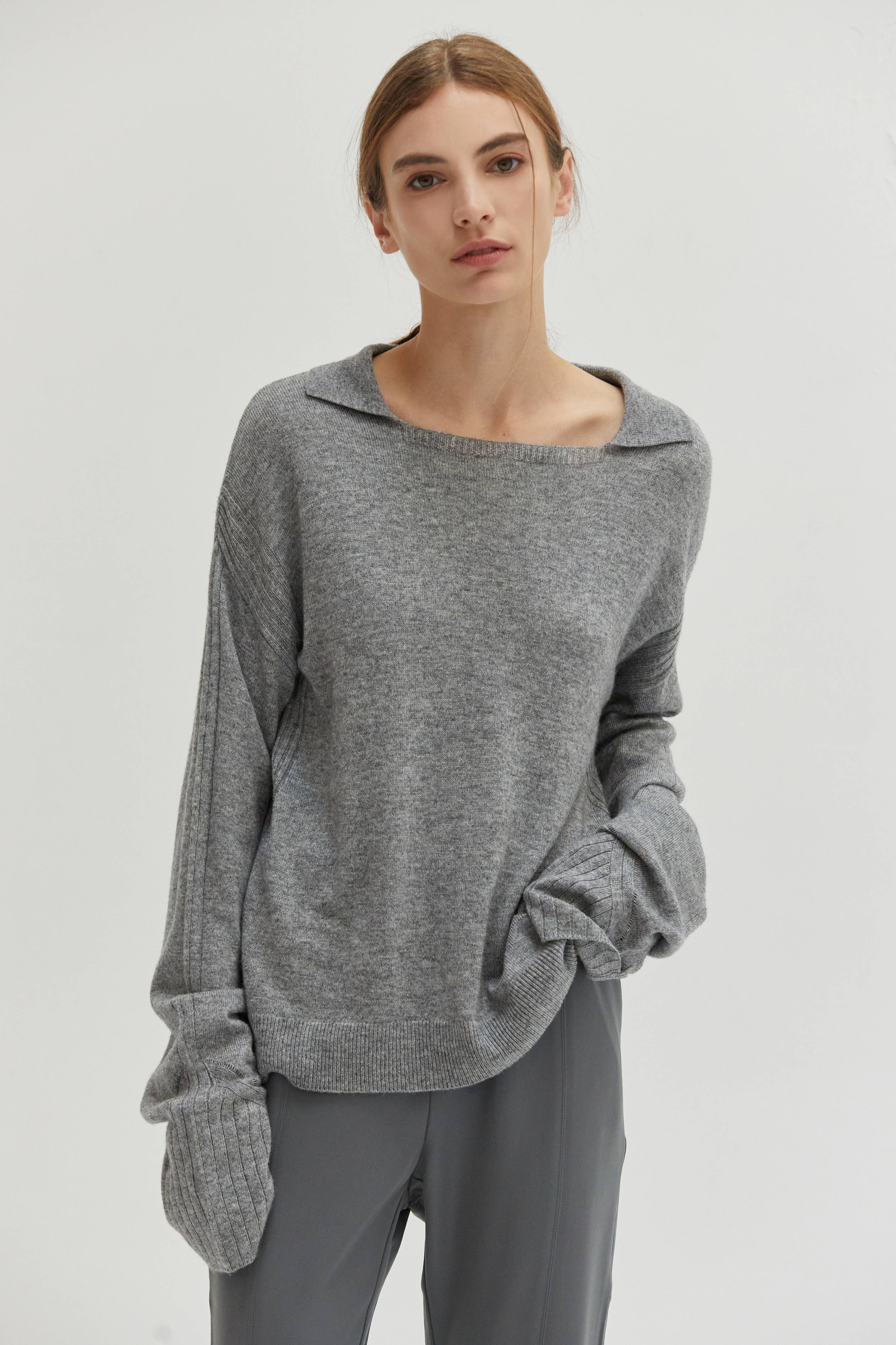 Maline Cashmere Softened Collared Sweater Top、mySite、dreamappss