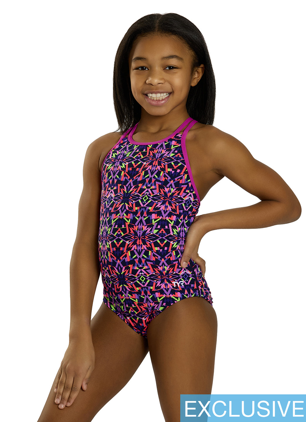 TYR Girls' Carnivale Durafast Elite Olivafit One Piece Swimsuit (Little Kid, Big Kid)、mySite、noshort