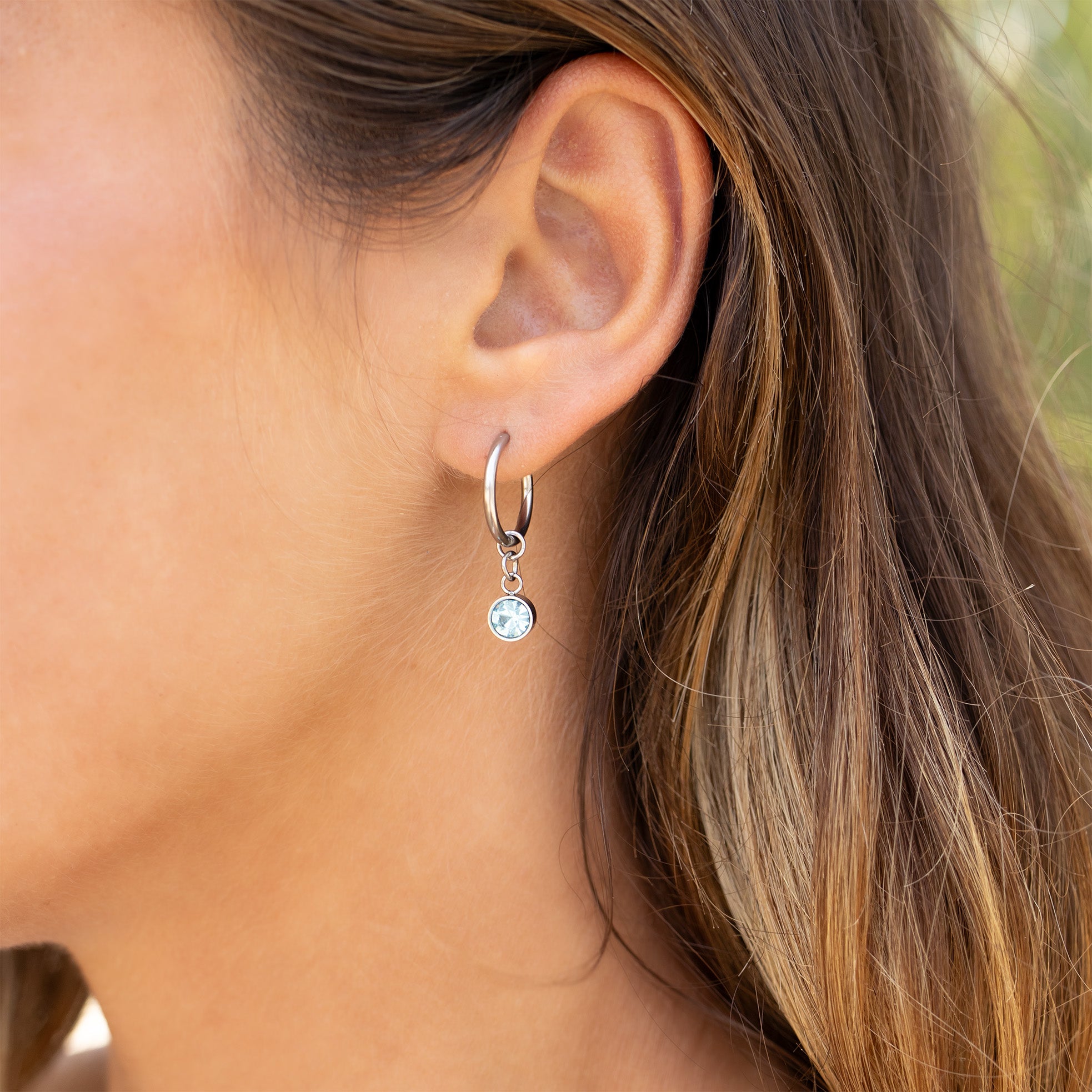 Stainless Steel Birthstone Huggie Earrings / ERJ0073、mySite、dreamappss