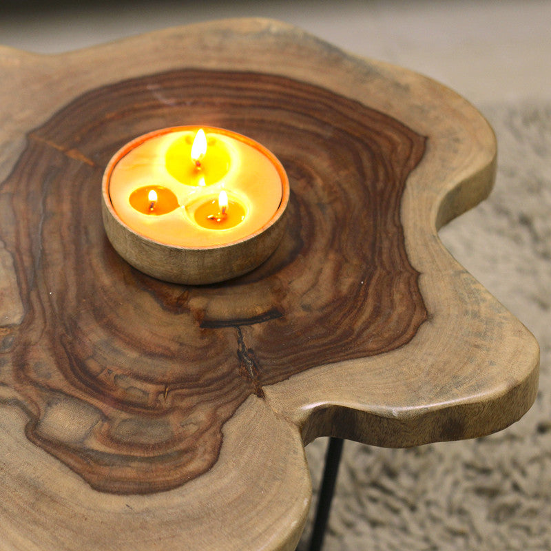 Natural Live Edge Side Table | Sheesham Wood with Hairpin Legs | 18 inch、mySite、camillekostekn