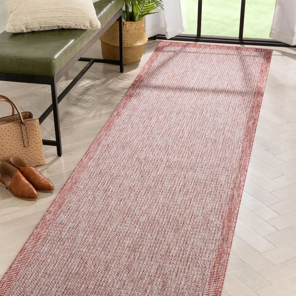 Odin Solid & Striped Border Indoor Outdoor Coral Flatweave Rug、mySite、gigharbornorthrealestate