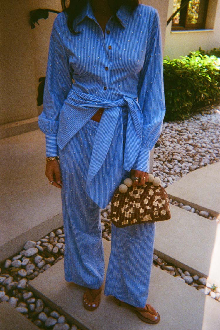 Blue Stripe Tie Back Shirt、mySite、solidvoid