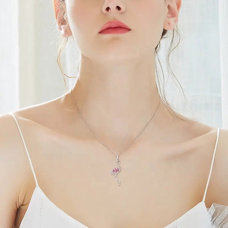 Pink Flamingo Fine 925 Sterling Silver Necklace、mySite、g9winljtr
