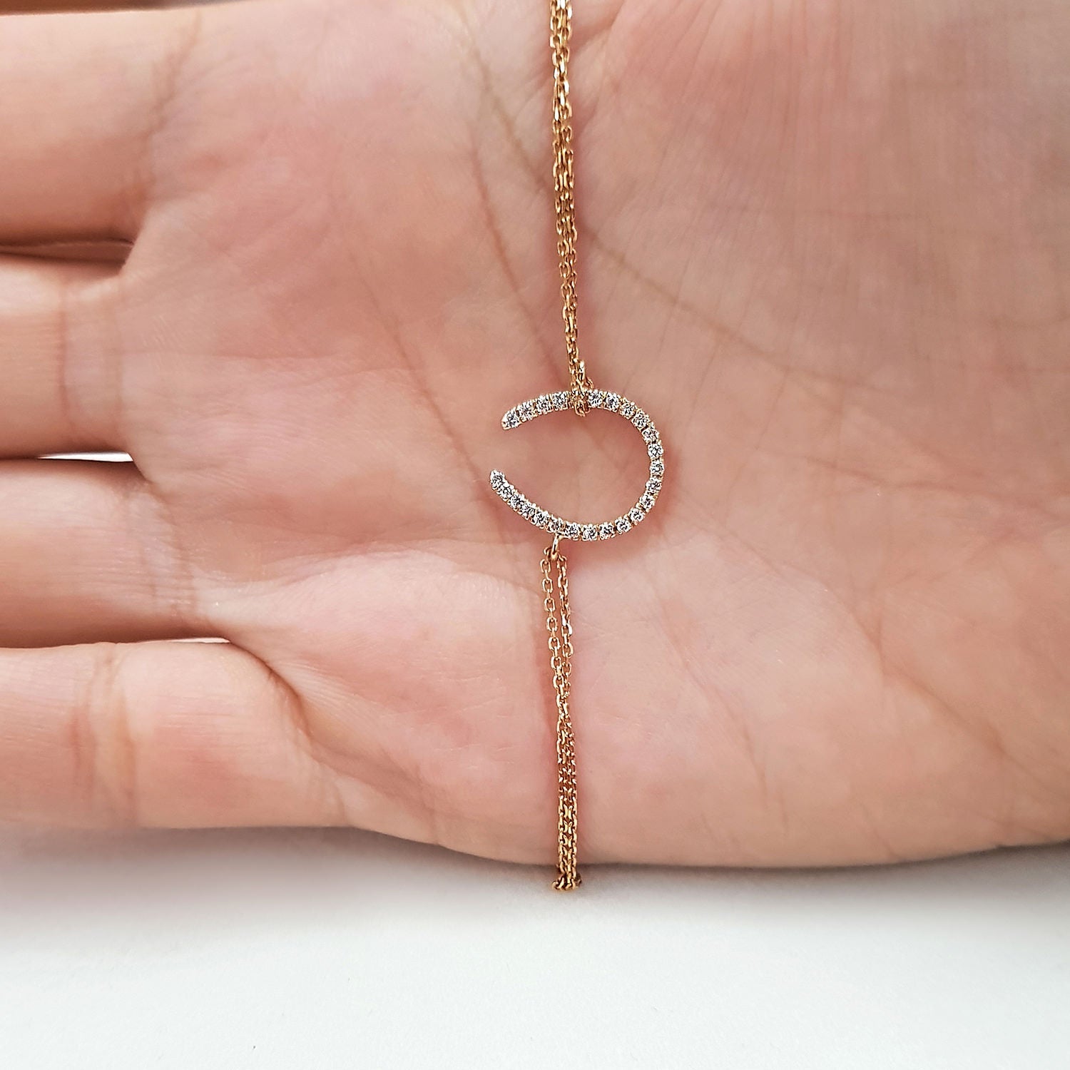 Horseshoe Lab Grown Diamonds Bracelet (0.20 Carat) -18K Yellow Gold、mySite、hinf8tx79