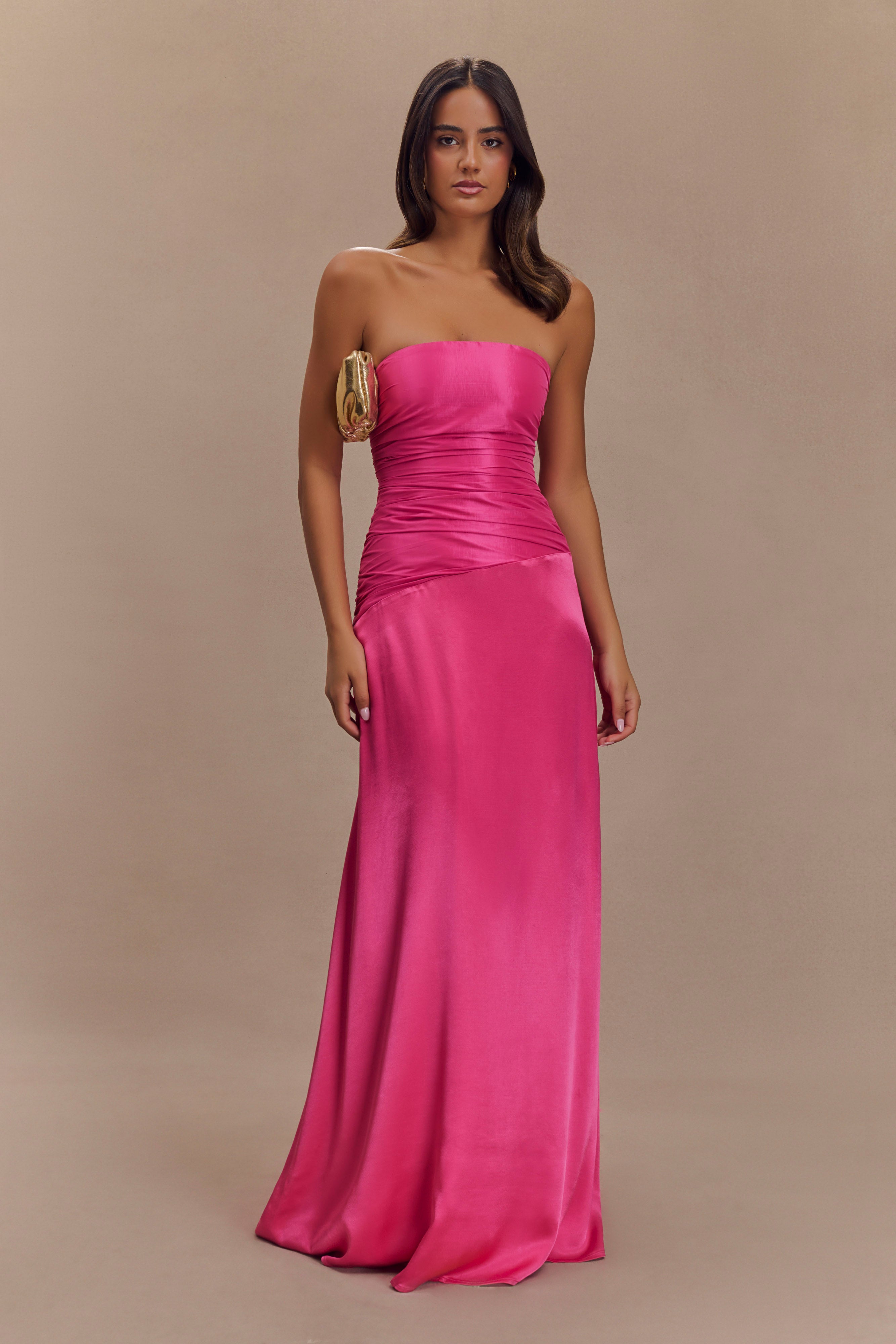 Serena Strapless Taffeta Maxi Dress - Crimson Pink、mySite、solidvoid