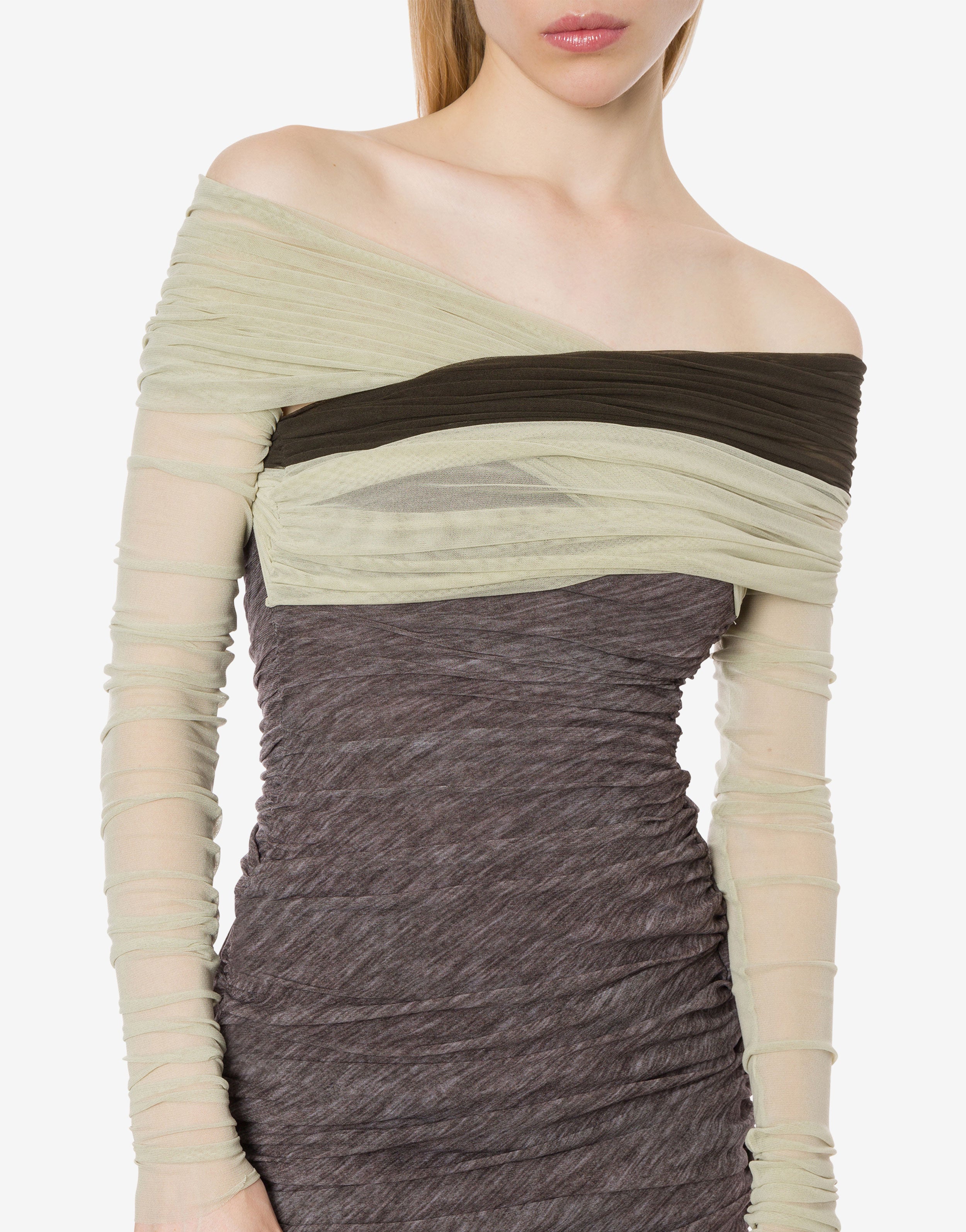 Abito in tulle stretch color block、mySite、aoinhome