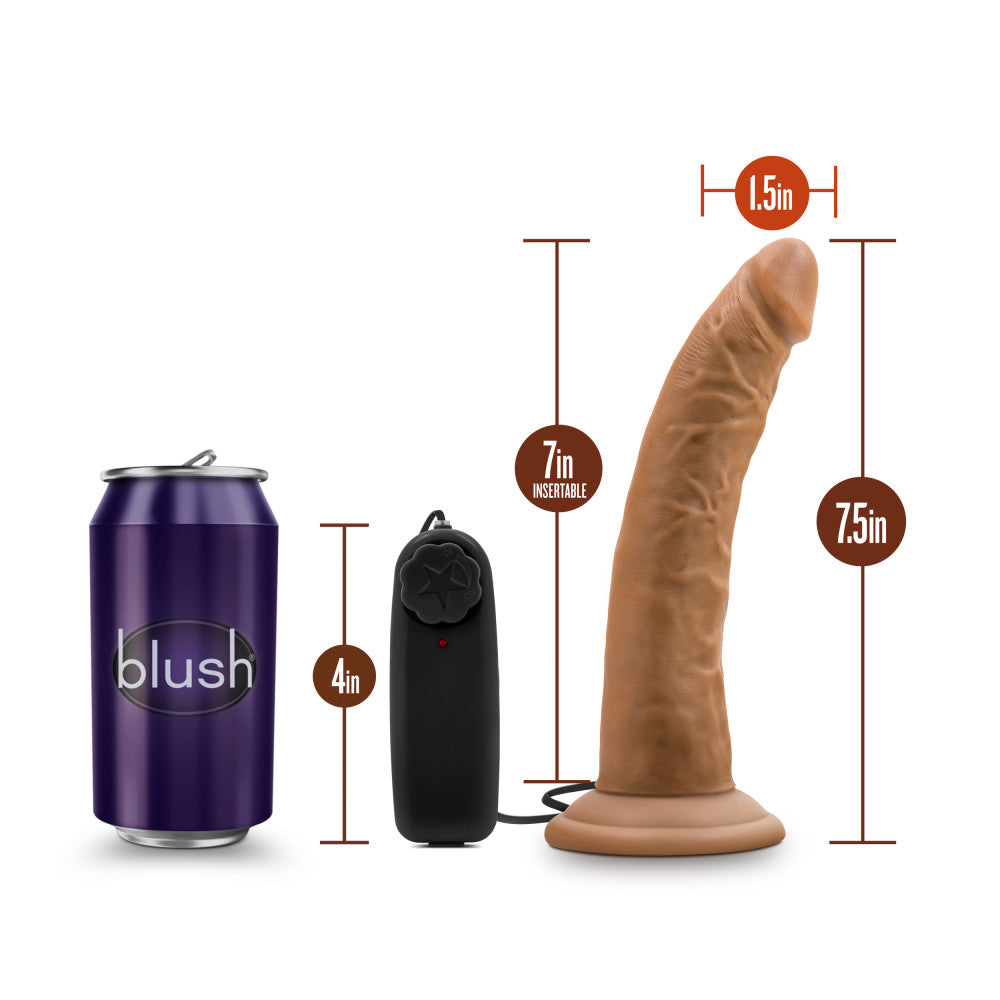 Dr. Skin By Blush® | Dr. Dave Realistic Mocha 7.5-Inch Long Remote Control Vibrating Dildo With Suction Cup Base、mySite、bottomscart