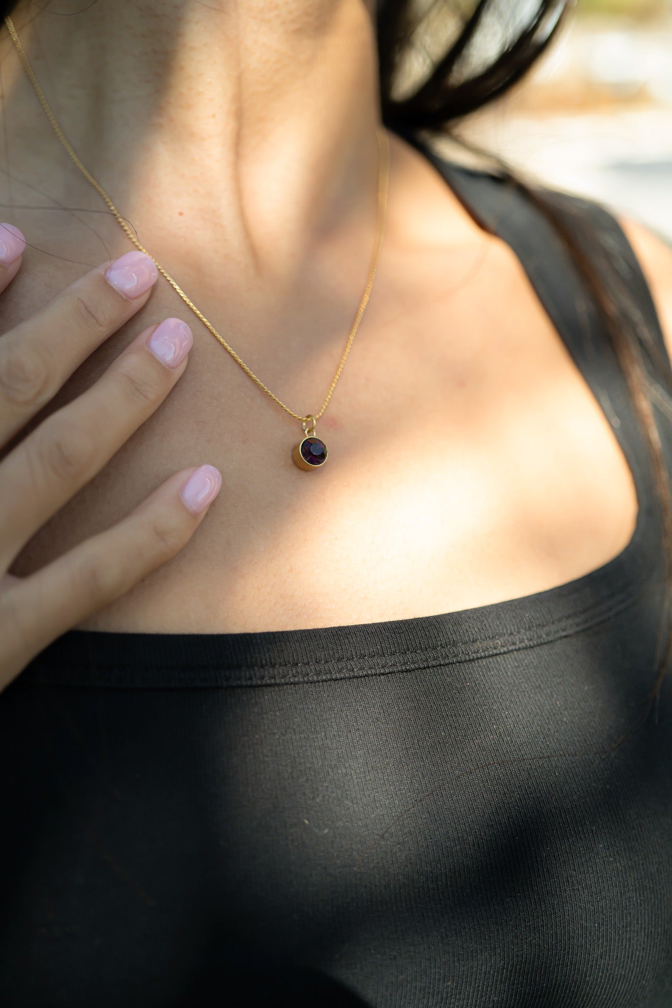 18K Gold PVD Stainless Steel Round Birthstone Charm 8mm / PDL0265、mySite、dreamappss