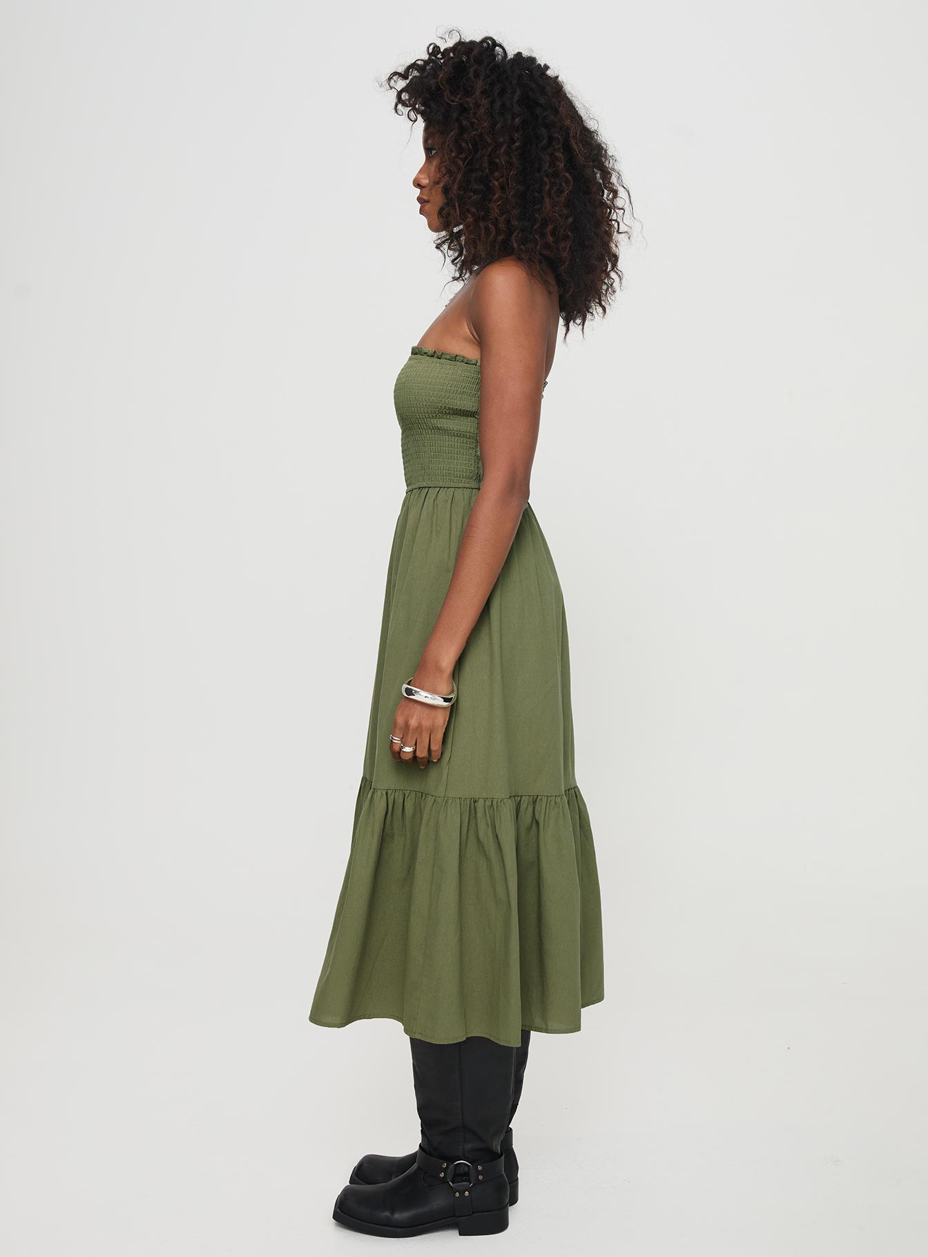 Chani Strapless Maxi Dress Olive、mySite、solidvoid