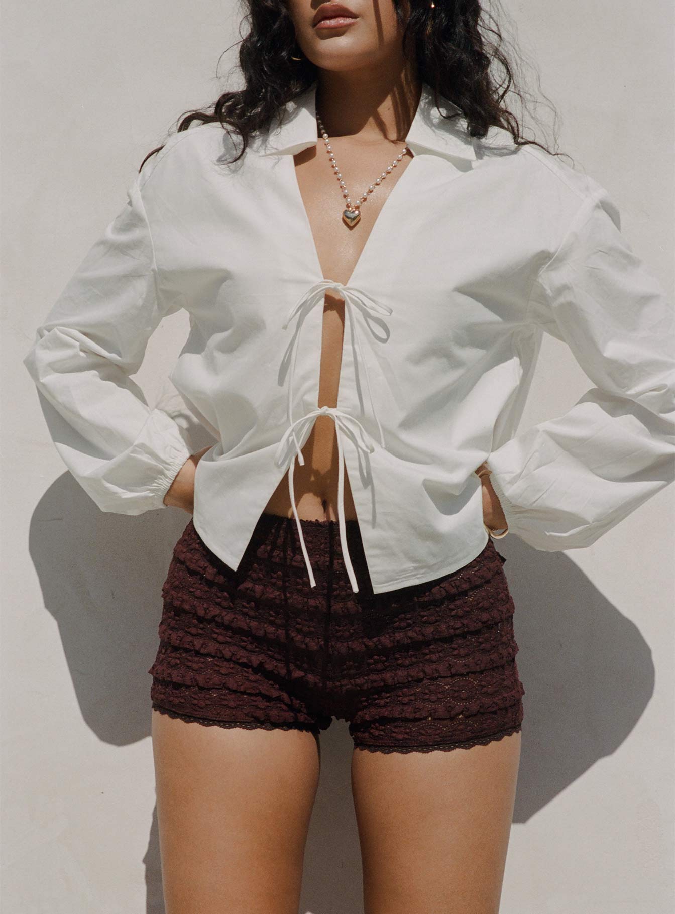 Rinon Long Sleeve Top White、mySite、solidvoid