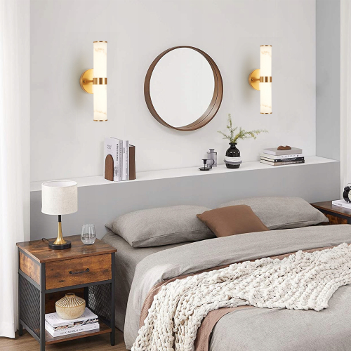 Golden and Elegant Resin Wall Sconce,Set of 2,Modern Vertical Light Fixture for Bathrooms, Hallways, and Bedrooms (Only Inoor)、、eastwooduniform